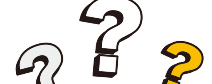 疑問符を浮かべて考え込む3人のビジネスマン・ビジネスウーマンのイラスト