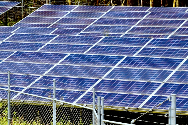 並べられた産業用太陽光パネル
