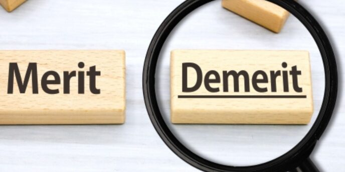 「Merit」「Demerit」のブロックに虫眼鏡を当てた視点の違う構図